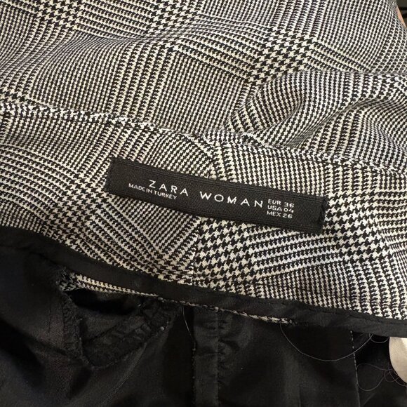 Zara Grey Plaid High Low Hem Dress Trouser Pants Size 4 Office Careerwear Work - Picture 6 of 7